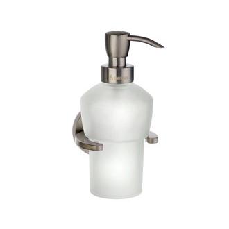 Smedbo L369N Wall Mounted Frosted Glass Soap Dispenser with Brushed Nickel Holder from the Loft Collection
